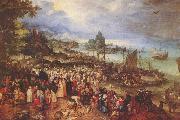 Jan Brueghel, Sea port with the lecture of Christ